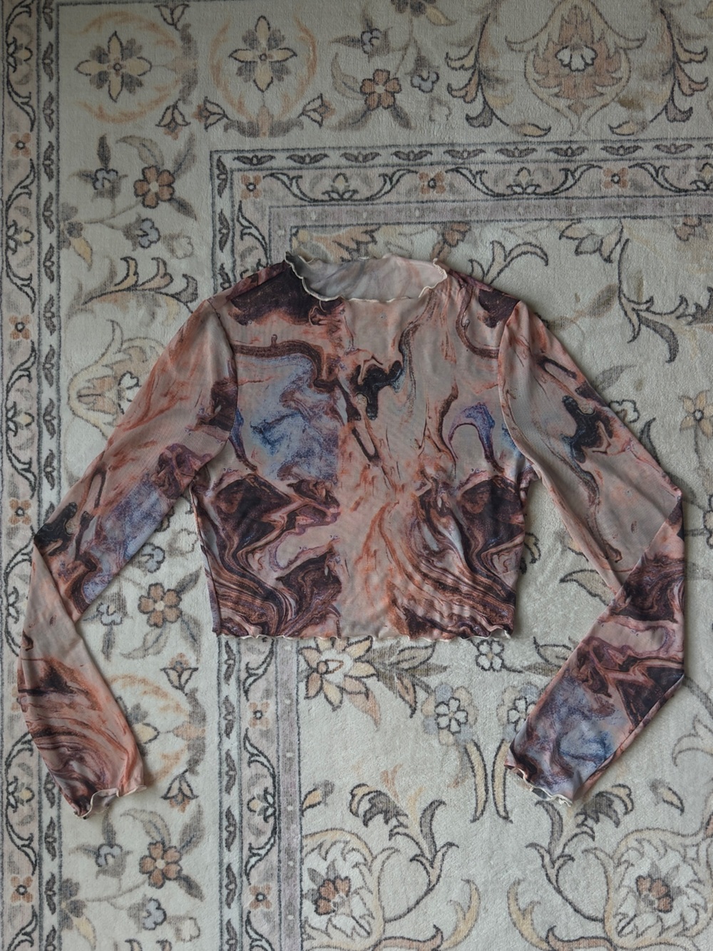Sheer Long Sleeve Crop Top